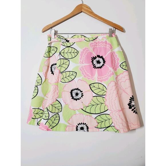 Anthropologie Elevenses Womens 6 Skirt Wrap Front Floral Pink Retro‎ Print Small - Picture 3 of 7